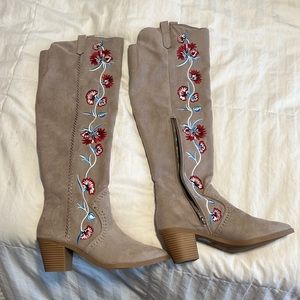 Suede knee high boot